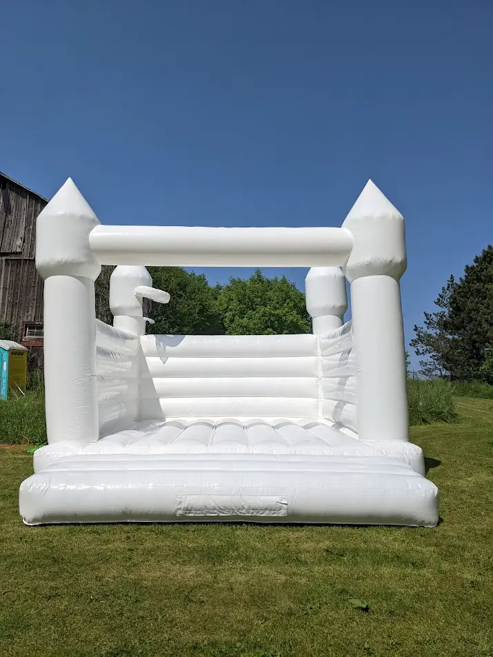 Pure White Bouncy Castle (Adults too) inflatable rental full exterior β The Bouncy Castle King, serving the GTA