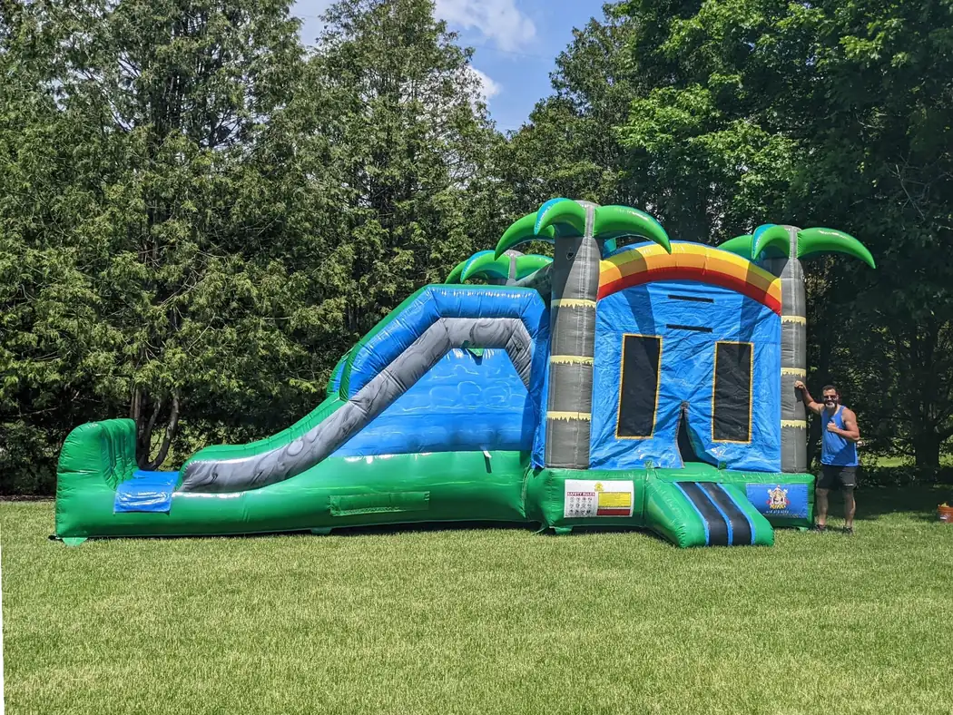 Double Slide Tropical Bouncy Castle inflatable rental gallery view 7 — The Bouncy Castle King, serving the GTA