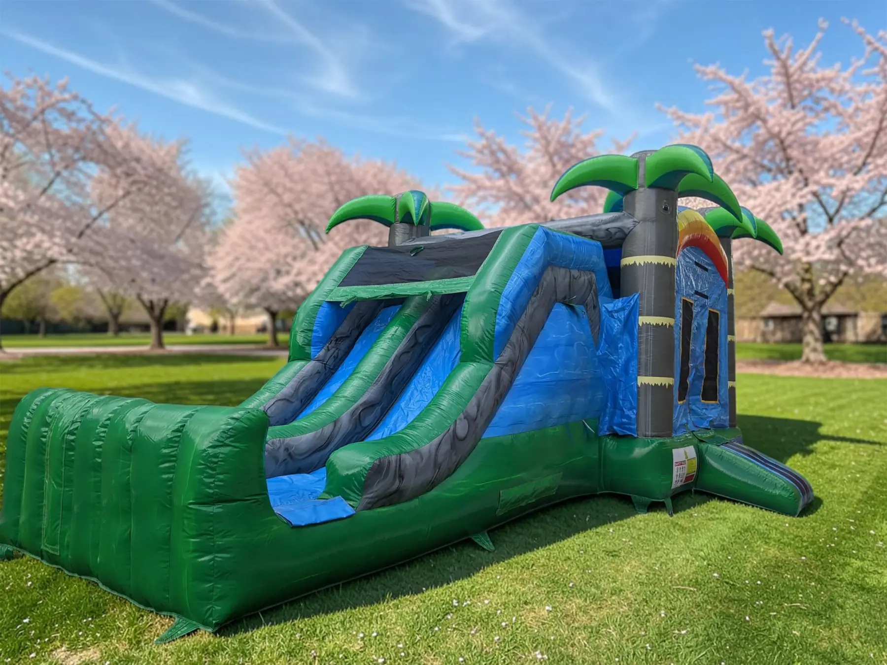 Double Slide Tropical Bouncy Castle inflatable rental full exterior β The Bouncy Castle King, serving the GTA
