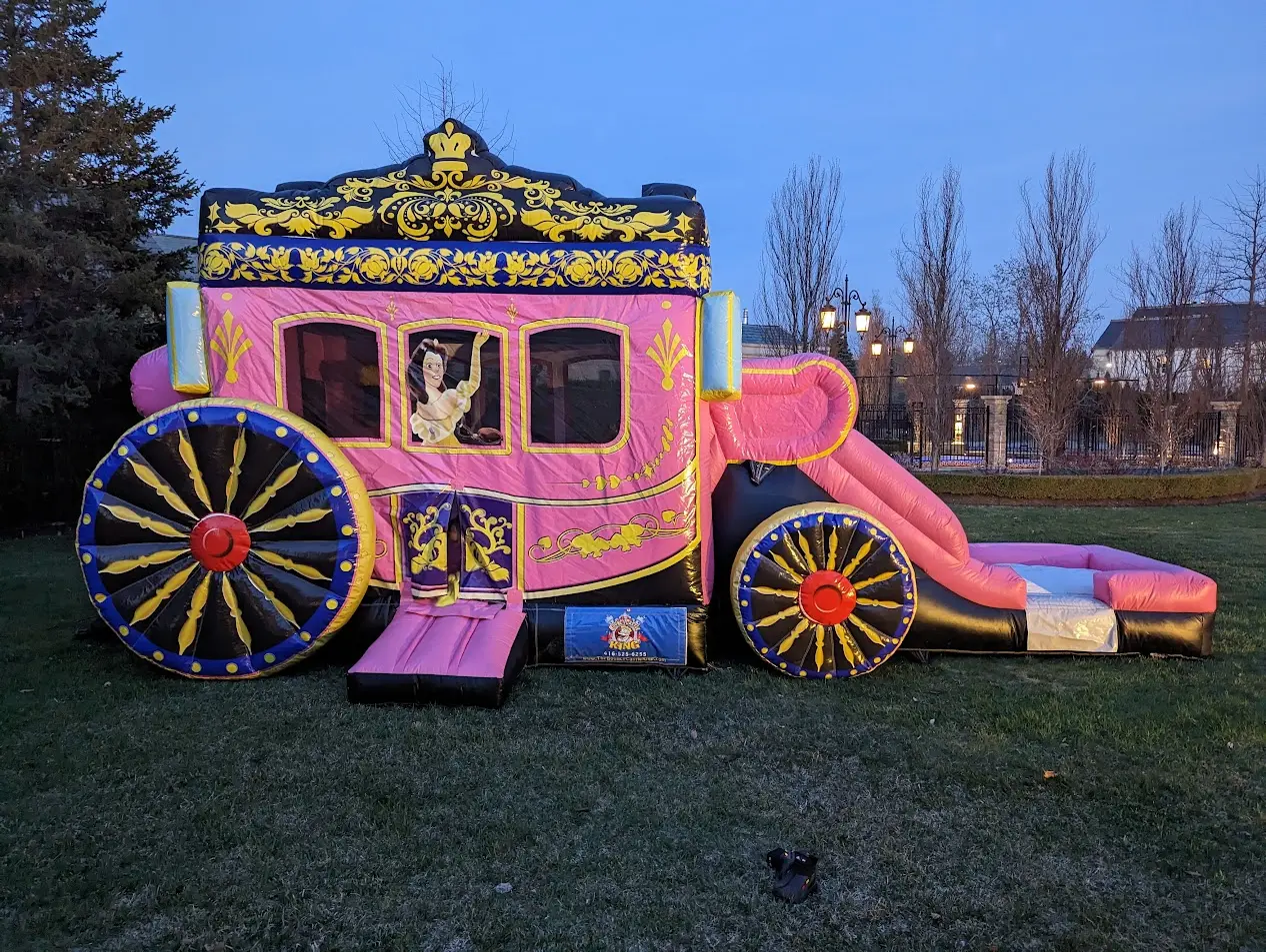 Fairy tale Carriage Bouncy Castle inflatable rental full exterior β The Bouncy Castle King, serving the GTA