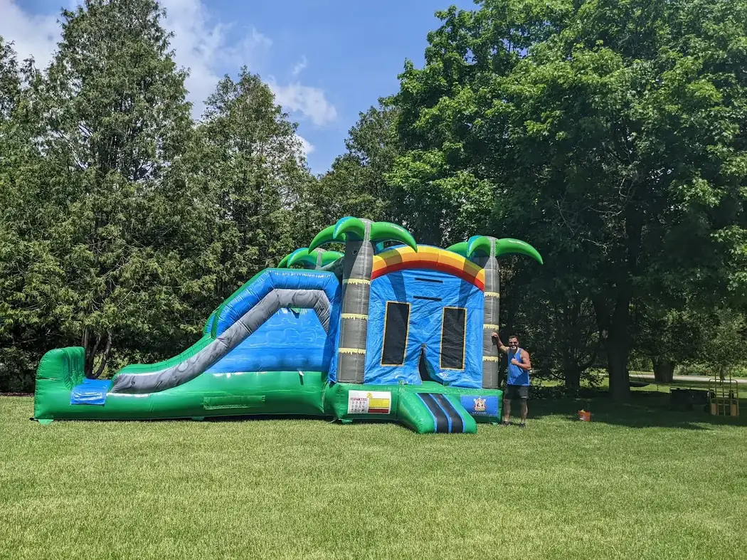 Double Slide Tropical Bouncy Castle inflatable rental gallery view 11 — The Bouncy Castle King, serving the GTA