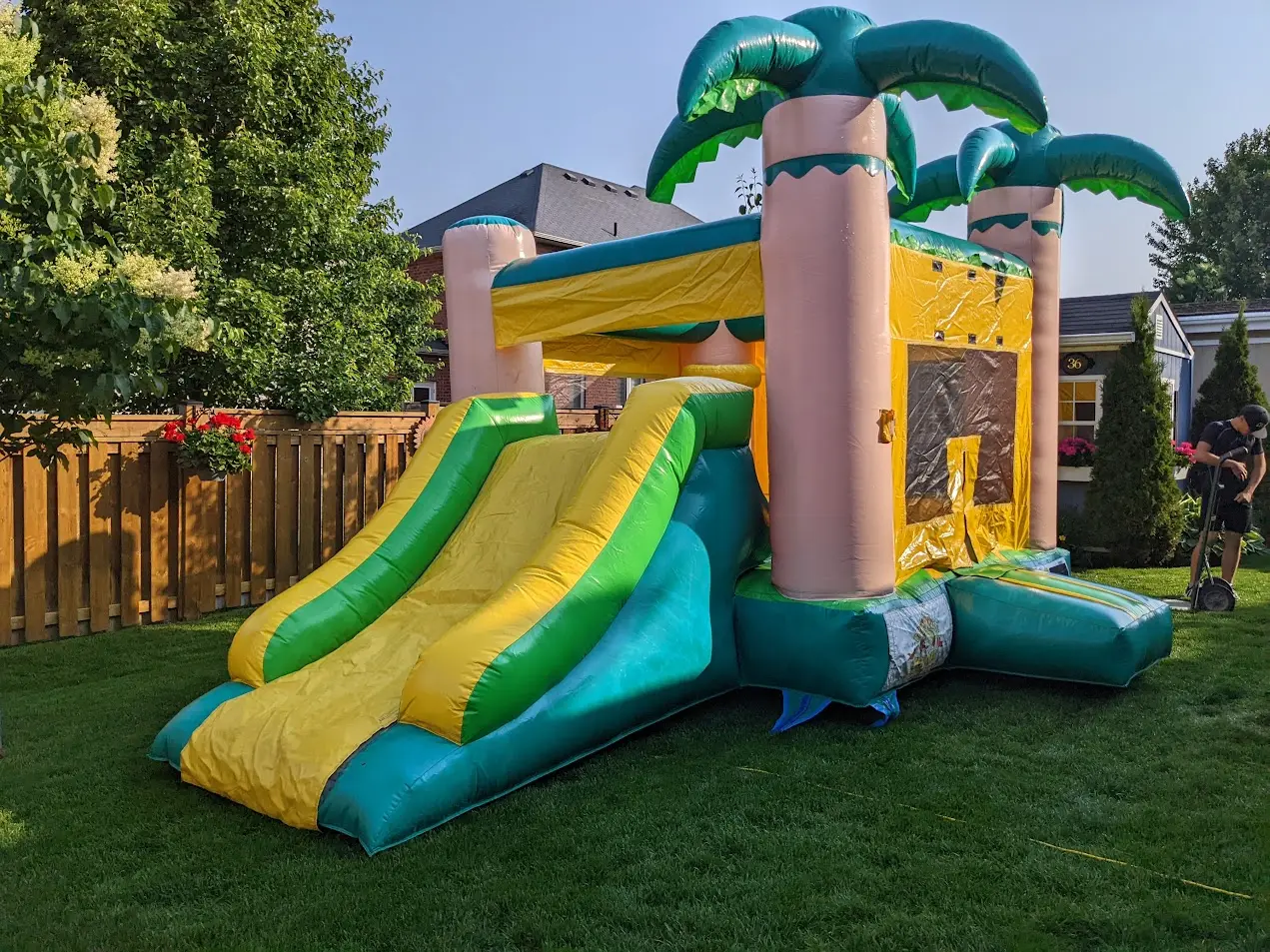 Palm Tree Bouncy Castle inflatable rental full exterior — The Bouncy Castle King, serving the GTA